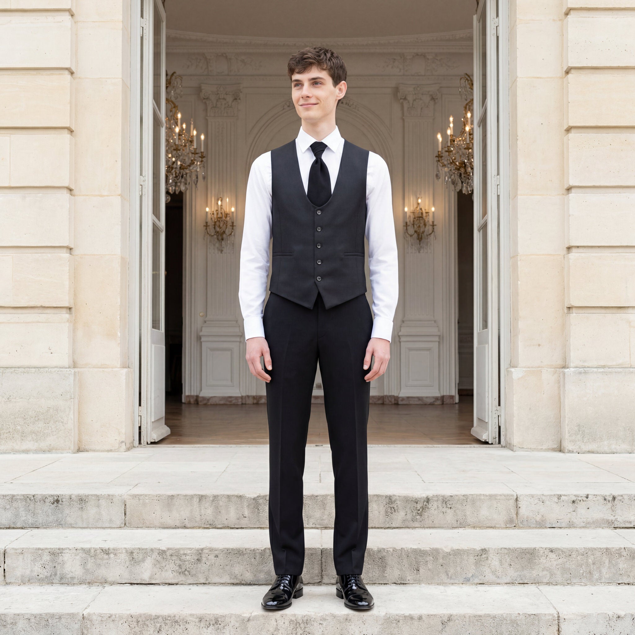 hochzeitsrausch Brautmoden - Eleganter Bräutigam-Anzug mit Weste, ideal für eine stilvolle Hochzeit im klassischen Ambiente