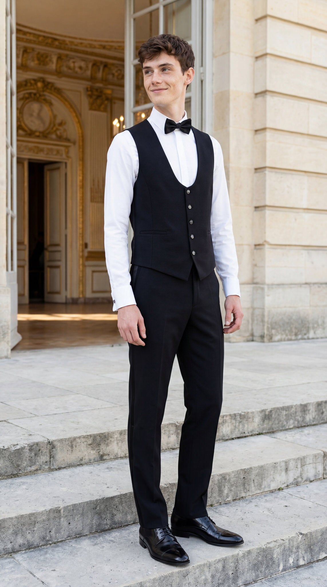 hochzeitsrausch Brautmoden - Eleganter Bräutigam-Anzug in Schwarz mit Weste und Fliege, klassisch und stilvoll