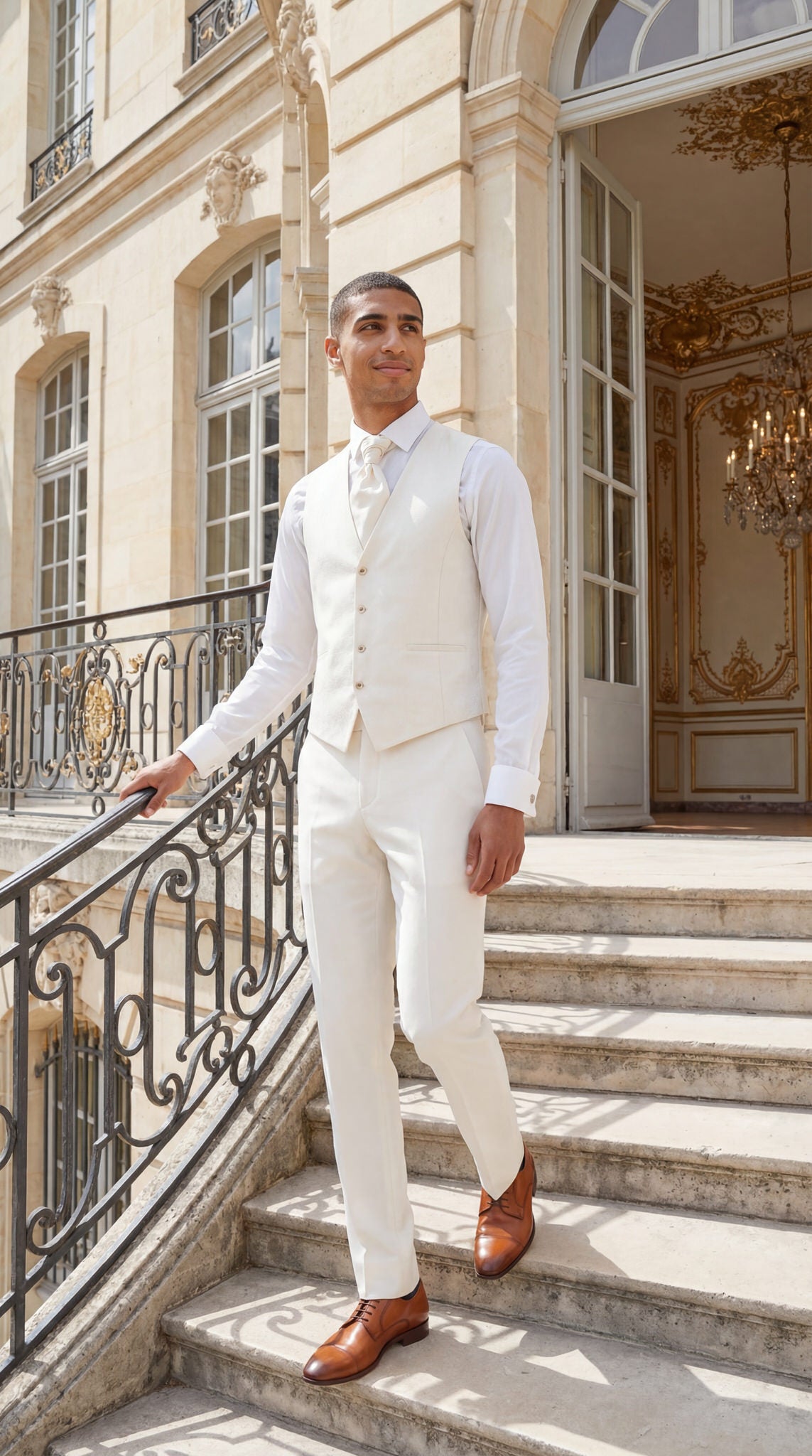 hochzeitsrausch Brautmoden - Eleganter Bräutigam-Anzug in Creme mit Weste, ideal für stilvolle Hochzeiten
