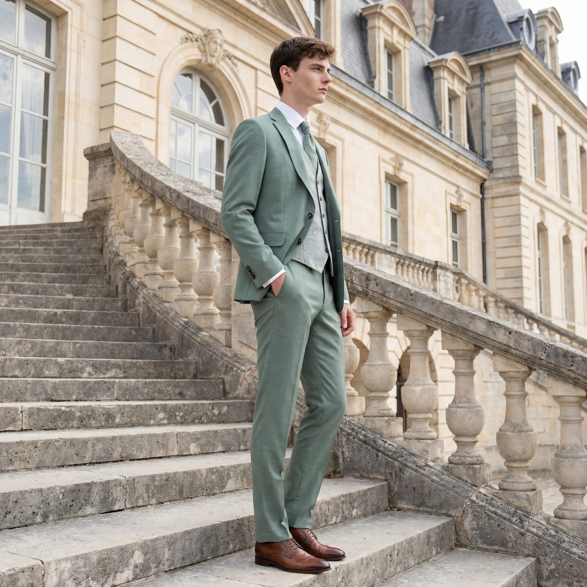hochzeitsrausch Brautmoden - Eleganter Bräutigam-Anzug in Mintgrün, perfekt für stilvolle Hochzeiten
